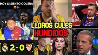 The best reactions and tears from Bar&ccedil;a fans after Real Madrid 2 vs Sevilla 0 🤣 Bar&ccedil;a tears