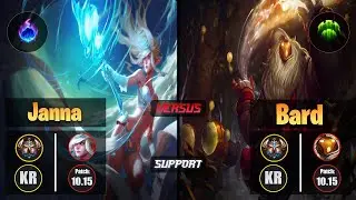Challenger JANNA [Arcane Comet] (Support) VS  BARD - Challenger KR Patch 10.15