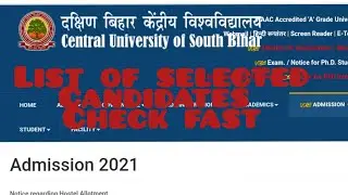 CUSB || LIST OF SELECTED CANDIDATES || PHD UPDATES ||
