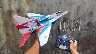 Build & fly simple rc jet plane Mig-29 , build video + free download plan / template