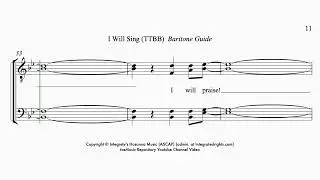 I Will Sing TTBB | Baritone Guide | Arranged by Marty Parks