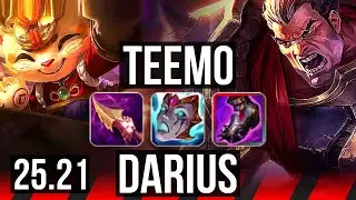 TEEMO vs DARIUS (TOP) | 8/1/6, Legendary | KR Diamond | 25.21
