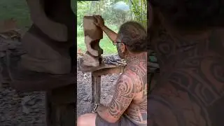 Carving process. Can't rush it. #polynesianart #tiki