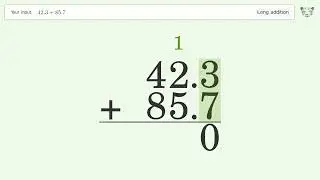 Long Addition Problem 42.3+85.7: Step-by-Step Video Solution | Tiger Algebra
