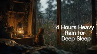4 Hours Heavy Rain for Deep Sleep | Cozy Night Ambience with Thunder-Free Rain Sounds