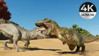 Indominus Rex vs Male Tyrannosaurus Rex &mdash; Jurassic World Evolution 3  (4K)