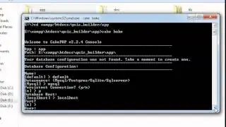 cakebake database creation using cmd part 2