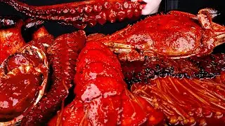 ASMR SPICY SEAFOOD, 해물찜 먹방, SPICY ENOKI MUSHROOM, LOBSTER, CRAB, 매운 버섯, 문어, OCTOPUS, ABALONE MUKBANG