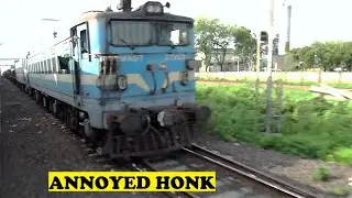 Annoyed WAM4 Thirukkural Honk, Loop, Overtake Bhilai WAG7 Freight At Obaidulla Ganj