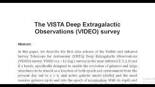The VISTA Deep Extragalactic Observations VIDEO survey