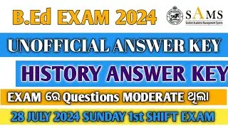 B.Ed 2024 UNOFFICIAL ANSWER KEY | HISTORY ANSWER KEY |