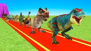 Paint Animals Dinosaur T Rex Herbivores and Carnivores Dinosaurs Fountain Crossing Animal Cartoon