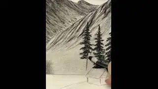 Drawing a Mountain Lake Cottage #art #drawing #shading #pencil #sketch #charcoal