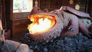 Slow motion fire-breathing dragon