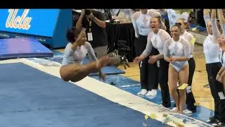 Jordan Chiles hits a perfect 10 floor routine in a UCLA gymnastics win v Michigan State -Feb 1, 2025