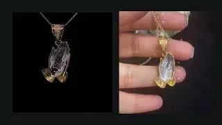10k Real Gold Real Diamond 0.25ct 'PRAYING HAND' Charm Fashion Yellow Pendant