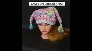 Easy Crochet Hat. Crochet FUN hat ANY SIZE. Crochet Jester style Hat.