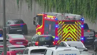 ST.SMESTAD (O21) ABA oslo brann og redningsetat brannbil i utrykning Feuerwehr auf Einsatzfahrt