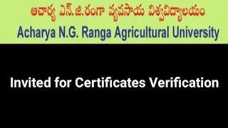 ANGRAU Invited for ertificates Verification #angraucertificateverification #sampathinformation