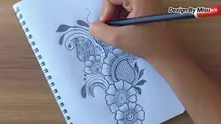 Beautiful pencil Floral design on paper || Floral design || Pencil drawing || Drawing