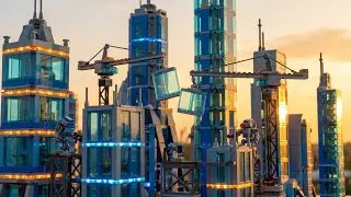 Мини-центр города: игрушечные краны строят городской пейзаж!