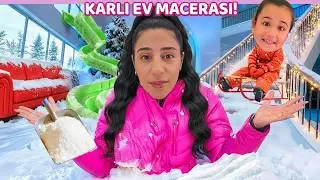 ODAYI KAR İLE KAPLADIK ESRA VE NİL SOKAKTA Kİ TÜM KARLARI TOPLADI