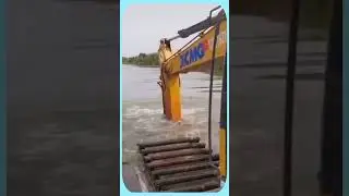 excavator - swimming on water #excavator #construction #shorts