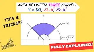 Calculate the Area Enclosed by Three Distinct Curves: above y = |x|,  sqrt(1-x^2) below sqrt(9-x^2)