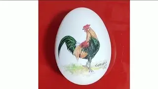 #Red junglefowl #bird of Sindh #wildlife #egg painting #unique art #museum #Pakistan #paintings.