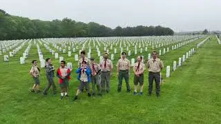 Boys Scouts put Flags on Graves at Calverton National Cemetery -Hamptons Drone 4K Footage