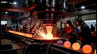 Impressive Factory Skills Making Steel Ball Forging Process Factory