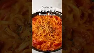 20-min. Easy Creamy Rose Bacon Udon 🍜 #noodles