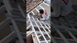 Light steel roof installation process #construction #building #satisfying #roofing