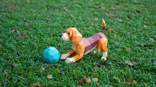DIY Low Poly Playful Beagle Dog Papercraft &ndash; Easy 3D Paper Sculpture Tutorial