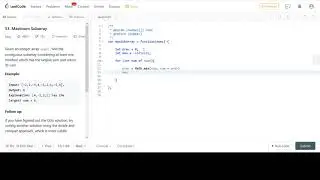 LeetCode 53. Maximum Subarray JavaScript Solution