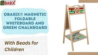 OBASIX&reg; Magnetic Foldable Whiteboard and Green Chalkboard with Beads for Children | Natural Pinewood