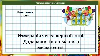 Математика 3 кл. Нумерація чисел першої сотні ( урок 1)