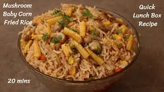 Mushroom Baby Corn Fried Rice | Veg Fried Rice Street Style | Quick Lunch Box Recipe - DV Recipes