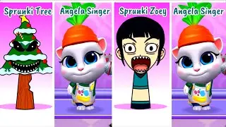 Who Will Prevail: Sprunki Christmas Tree Sprunki Zoey KPoP Vs Angela Singer? 🤨 | 🤯 Mega Battle #522