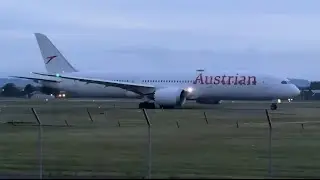 Diverted Austrian Airlines Boeing 787-9 Dreamliner OE-LPL Leaving Glasgow See description. #aviation