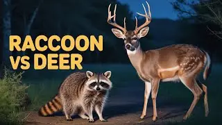 Raccoon & Deer Sharing the Food Plot at Night | Wildlife Short