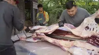 WHOLE BULL Roasted 20 Hours/ Crazy Food Experience. Street Food/  Kekeev Lights