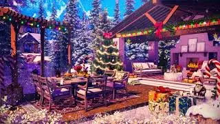 CHRISTMAS MORNING AMBIENCE 🎁🎄 Fireplace Sounds, Snowing, Opening Presents, Christmas Tree