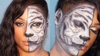 WHITE TIGER MAKEUP TUTORIAL | #HALFFACECHALLENGE