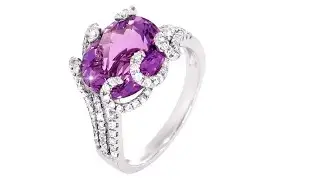 Золотое кольцо с аметистом и бриллиантами, артикул RG-31621-12.200-2125