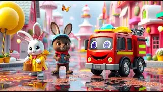 Two Little Bunnies and Fire Truck Rescue Mission Adventures | Fun Safety Nursery Rhymes for Kids