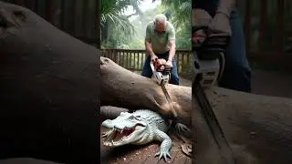 Heroic Chainsaw Rescue! Man Saves Trapped Alligator Under Fallen Tree