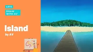 Island Drawing | How to Draw Island | Easy Tropical Island Scenery Drawing by Let's Draw with AV