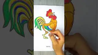 let's color the rooster,asmr,asmr coloring,#asmr#drawing#art