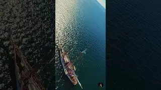 Evening Sail in Puget Sound 🌅 | Classic Wooden Yacht 4K Drone Short